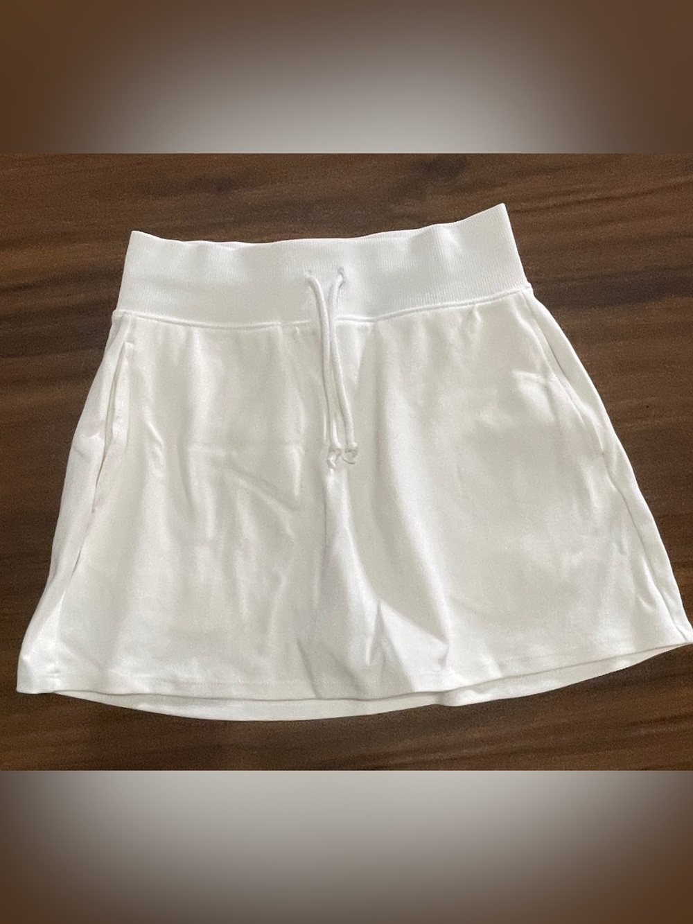 wild fable White Drawstring Ribbed-Waist Skort